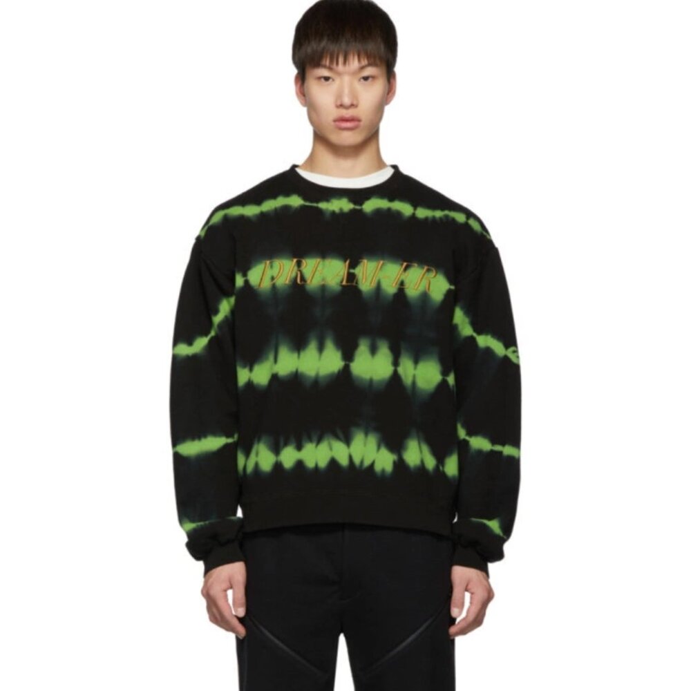 Christian Dada Black and Green Overdyeing Sweatshirt